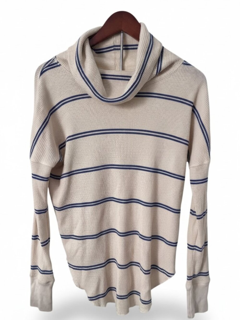 Babaton Striped Waffle Knit Cowl Neck Sweater S